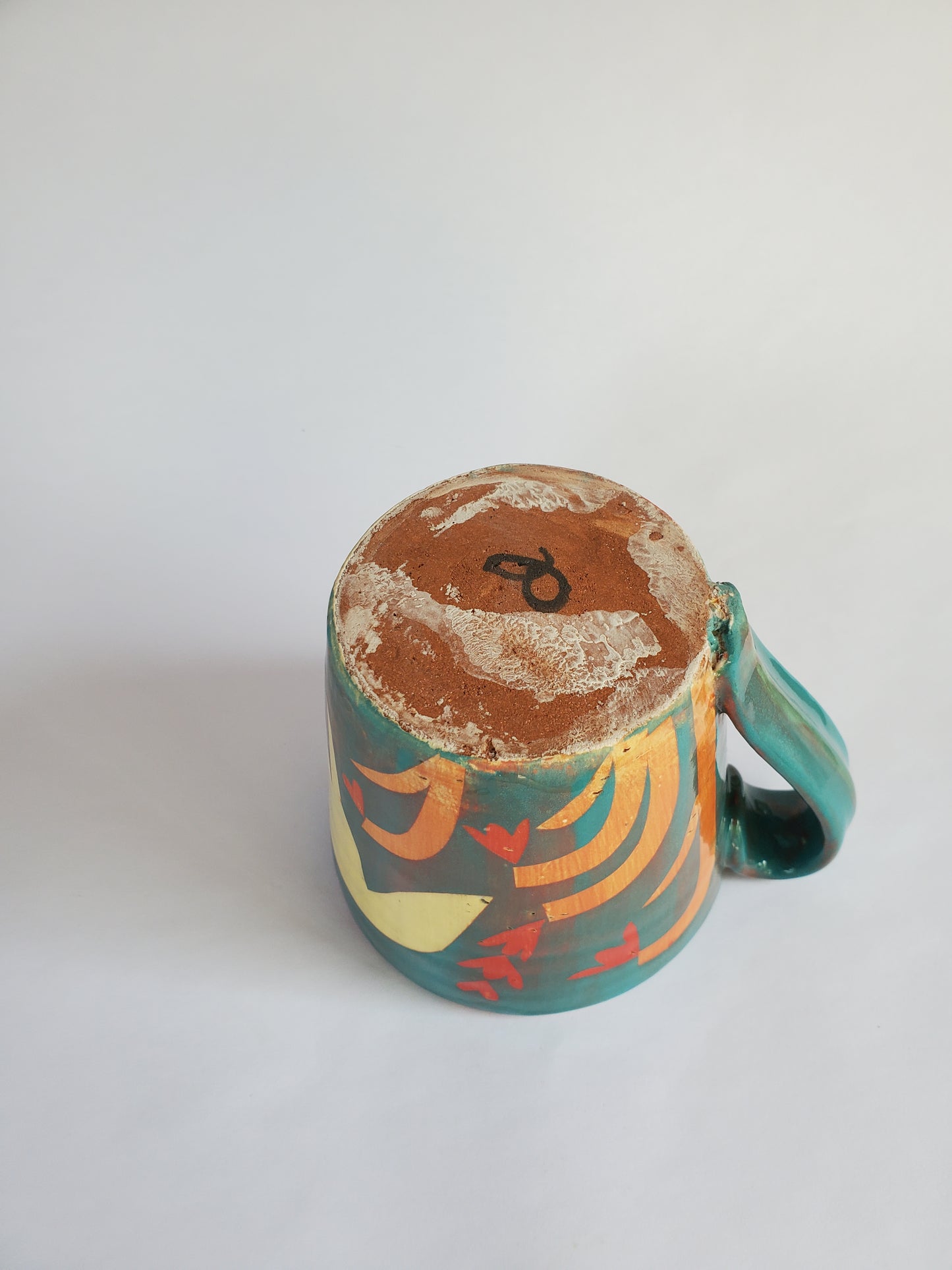 Right-hand, Turquoise Mug with Yellow Fox