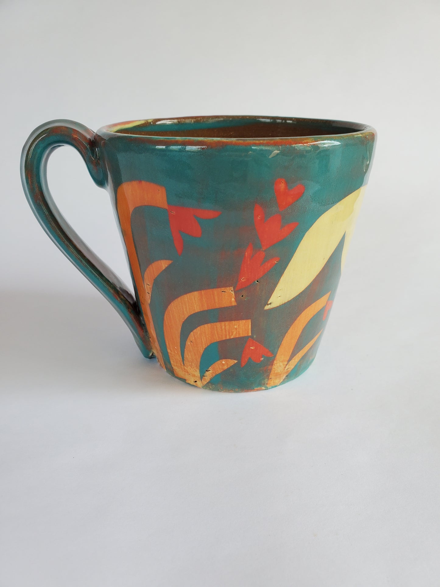 Right-hand, Turquoise Mug with Yellow Fox