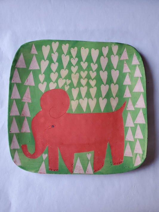 Red Elephant Plate